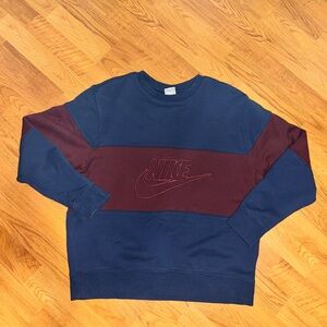Nike Men's Crewneck color block Sweater in Navy and Maroon